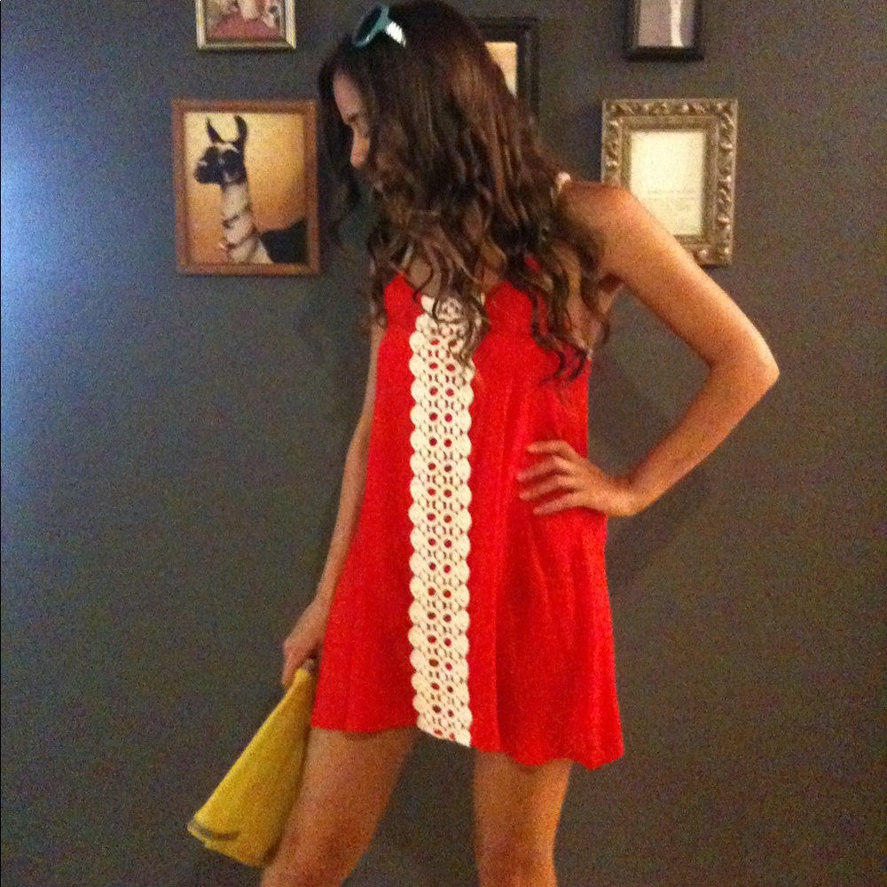 Tomato Tunic with Crochet Accent